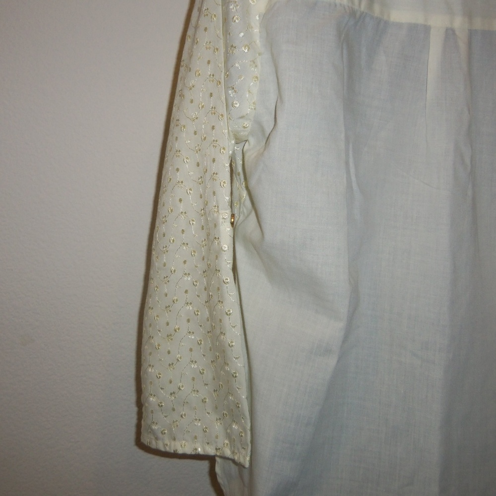 Zara 3/4 Sleeve Off White Floral Embroidered Shirt - Picture 4 of 8